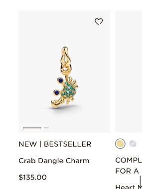 Pandora Gold Crab Dangle Charm with Turquoise & Blue Stones